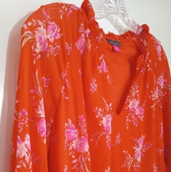 Vince Camuto orange/pink boho flouncy ruffle mini dress women's size small/mediu - Picture 8 of 11